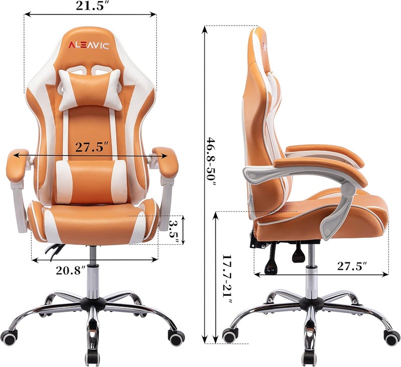 ALEAVIC Gaming Chair for Adults, High Back Ergonomic Computer Gaming Chair with Headrest and Lumbar Support, Orange - Image 3